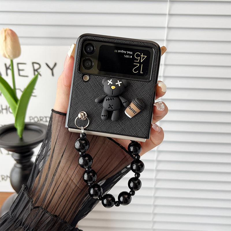 Ốp Lưng Cho Samsung Galaxy Z Flip 5 / Z Flip 4 Gấu Nổi Kèm Dây Xỏ Tay Xinh Xắn - BUM STORE GALAXY CASE