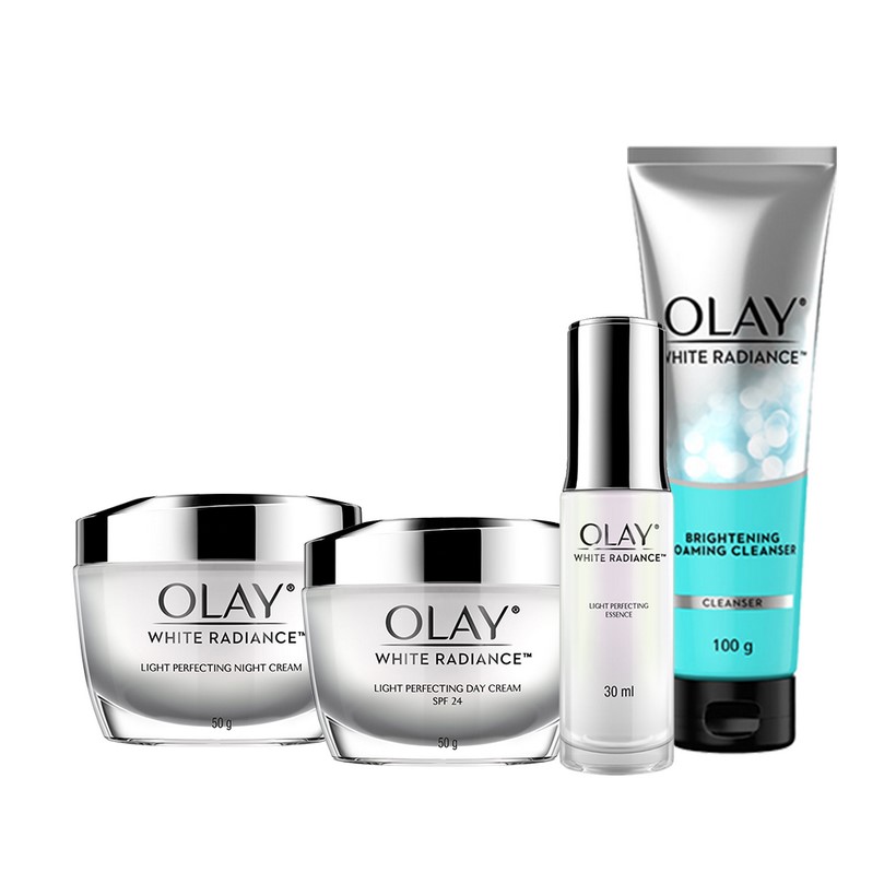 Bộ Sản Phẩm Olay White Radiance Dưỡng Trắng và Cấp Ẩm (Kem dưỡng trắng da ban ngày, Kem dưỡng trắng da ban đêm, Tinh chất dưỡng trắng da, Sữa rửa mặt)