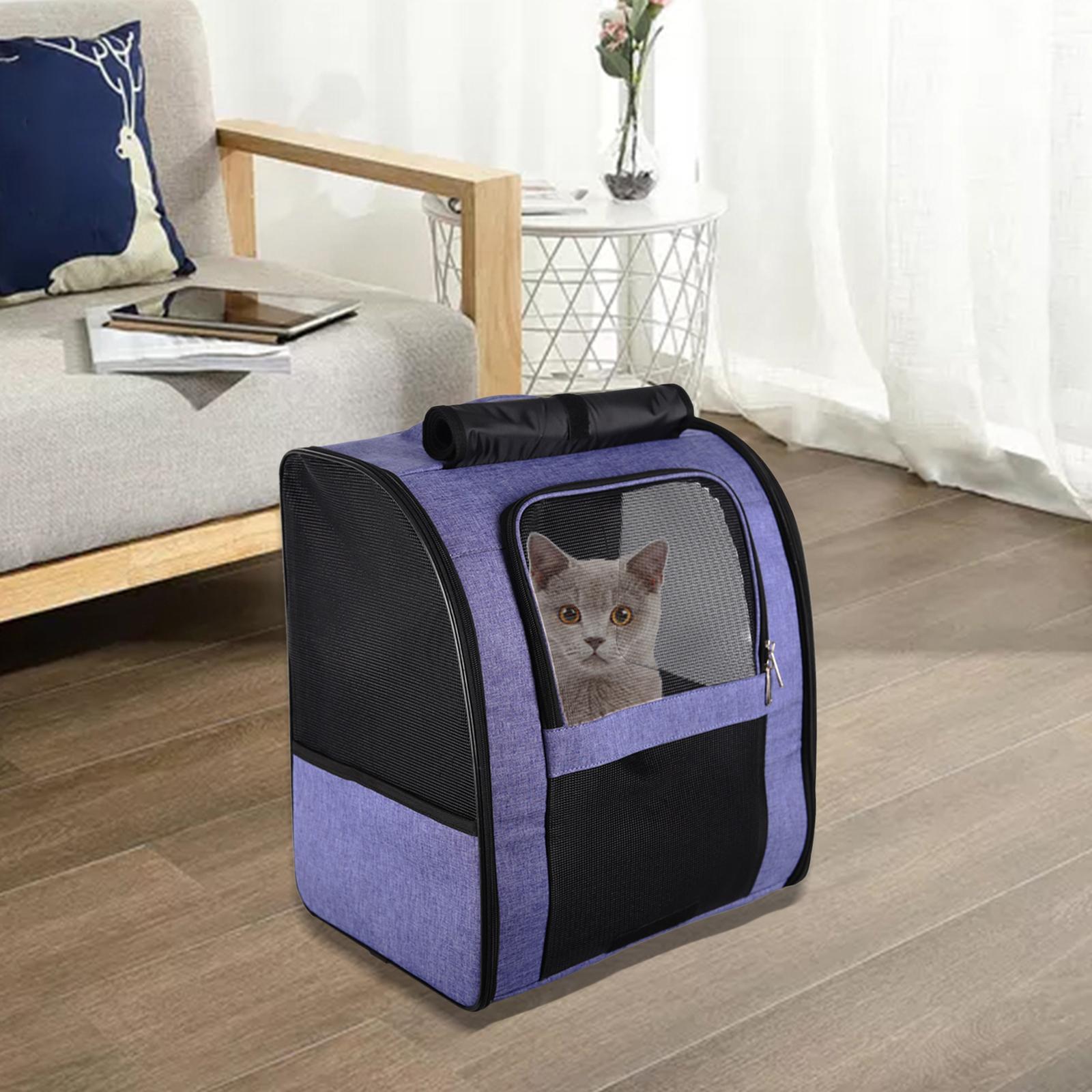 Oxford Cloth Mesh Folding Pet Dog Cat Carrier Backpack Carrying Bag