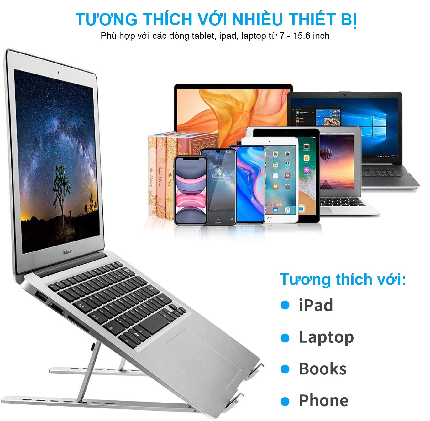 Giá Đỡ Laptop Hợp Kim Nhôm Cao Cấp Dễ Dàng Gấp Gọn, Giúp Tản Nhiệt Laptop, Macbook, Máy Tính Xách Tay - 07 Nấc Điều Chỉnh Góc Độ. Hàng Chính Hãng Tamayoko