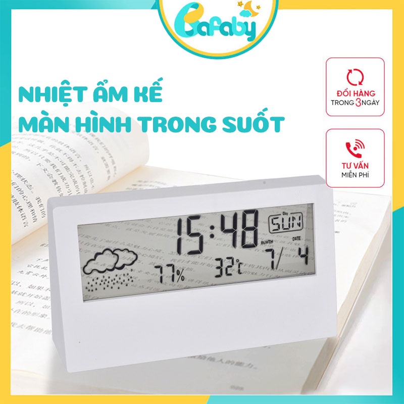 Nhiệt Ẩm Kế Đồng Hồ Báo Thức Màn Hình Trong Suốt