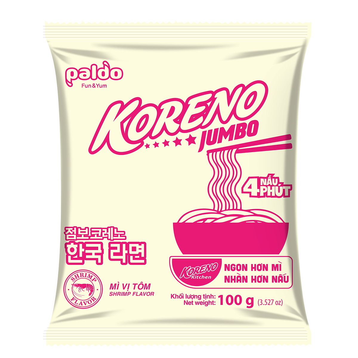 Lốc Mì vị Tôm Koreno Jumbo (100G x 10 Gói)