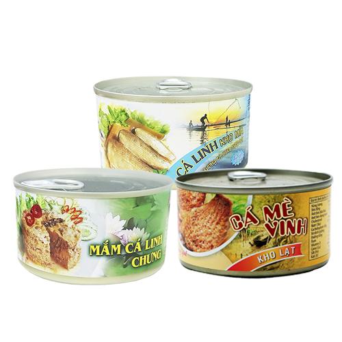 COMBO 3 CÁ HỘP ANTESCO (mắm cá Linh chưng / cá mè Vinh kho lạt / cá Linh kho mía) (đặc sản An Giang)