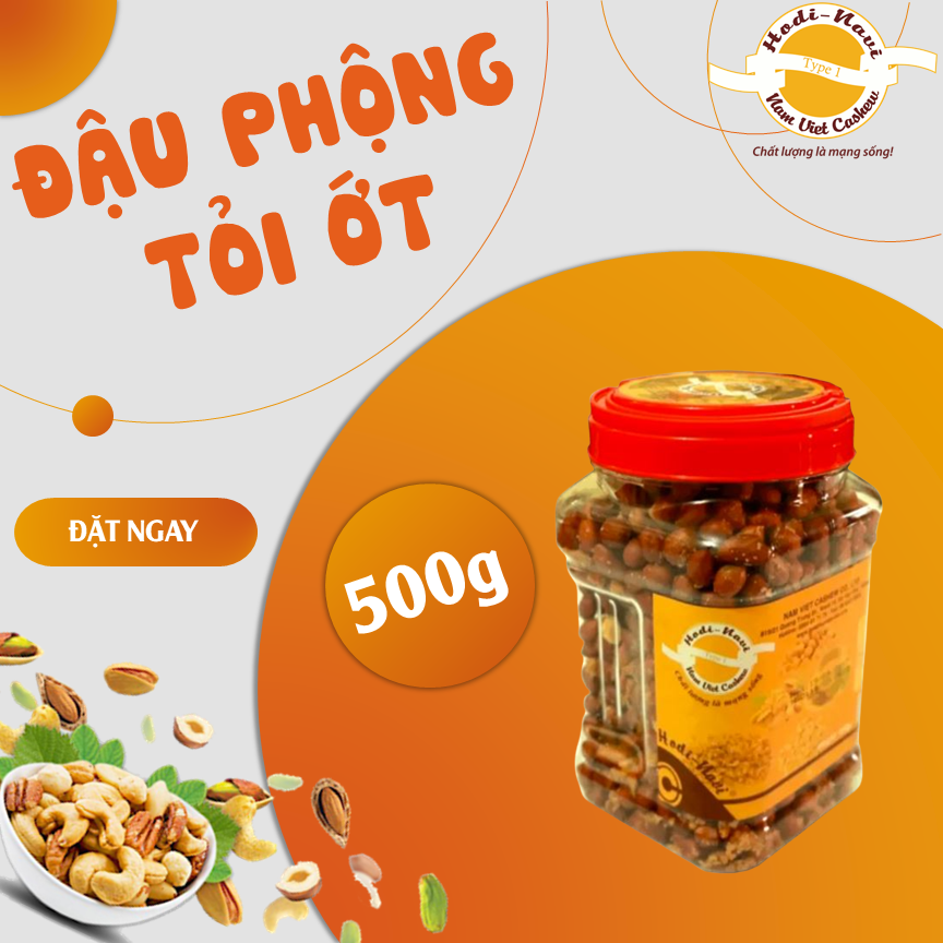 Đậu phộng tỏi ớt Hodi Navi - Hũ quai xách 500g hạt đều, đậm vị