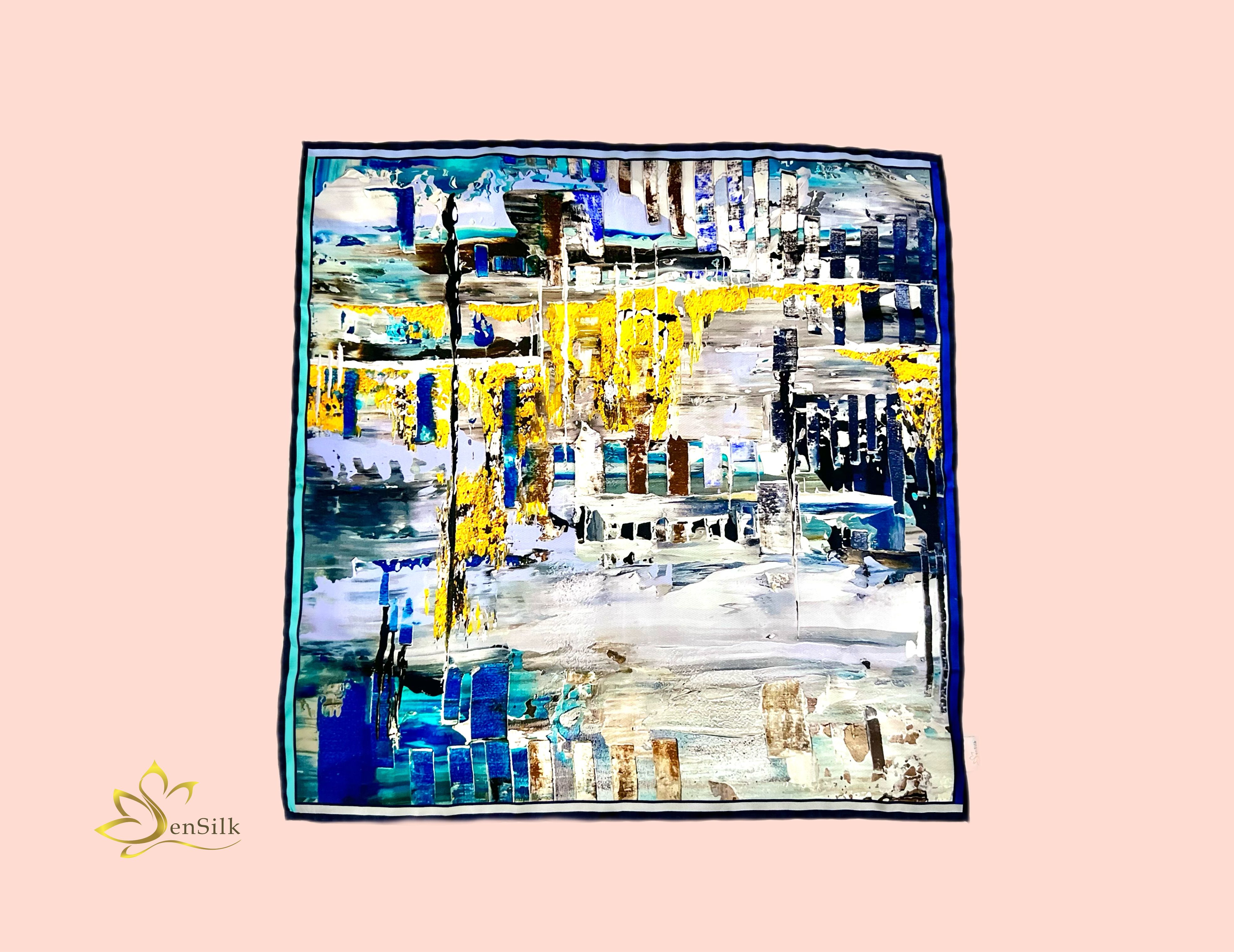 Printed Silk Scarf 100% Mulberry Silk - Khăn Vuông Lụa in SenSilk KLVI03 - Vietnam Gift