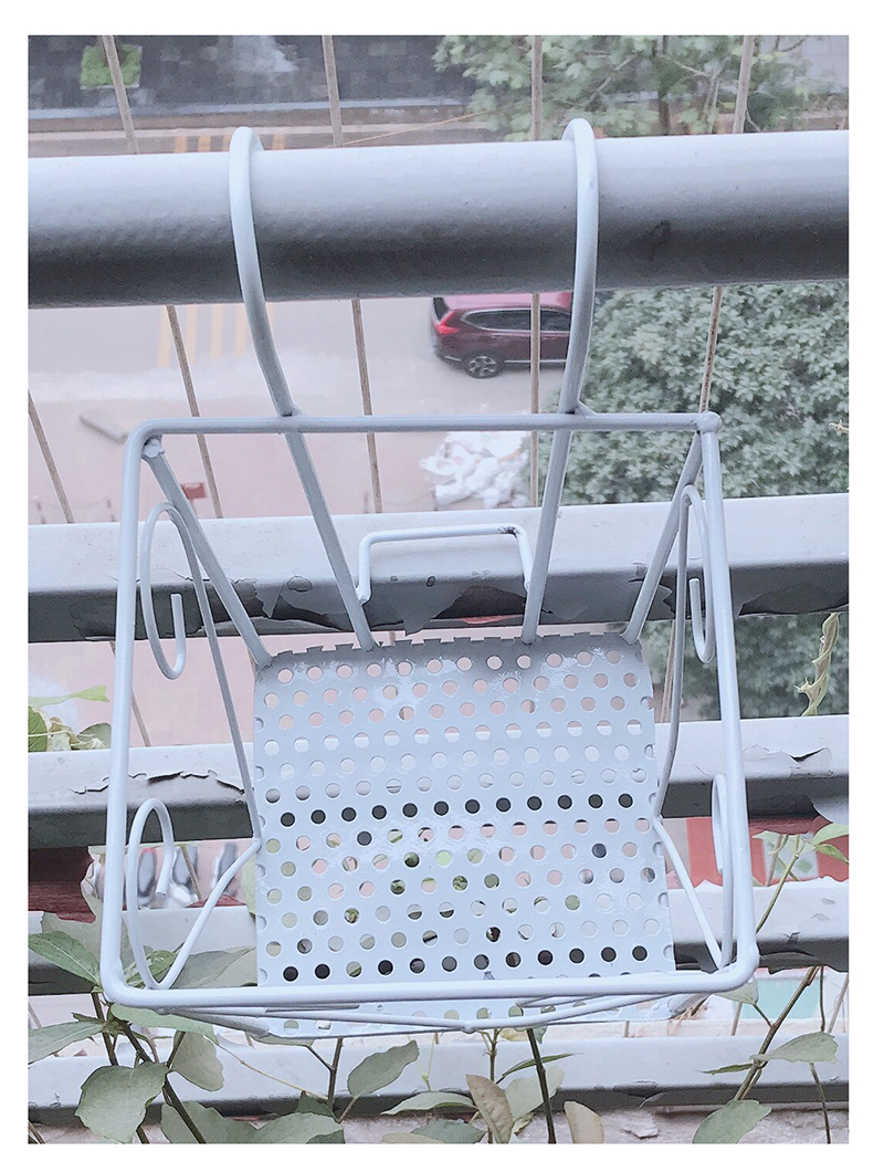 5 Giỏ Sắt 16x14cm Hình Vuông - Màu TRẮNG Treo Chậu Hoa Lan can Ban Công