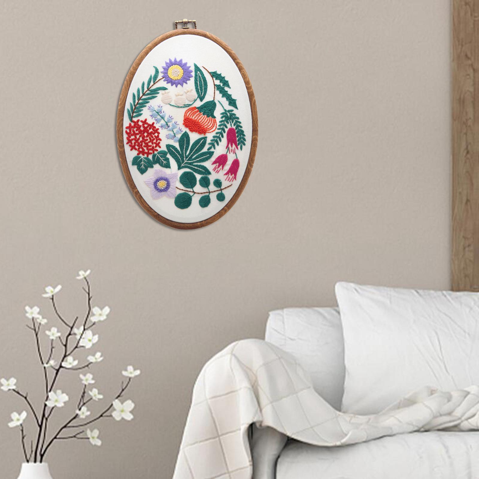 Stamped Embroidery Kit for Beginners with Pattern Floral Cross Stitch kit Starter Kit with Embroidery Hoop, Color Threads