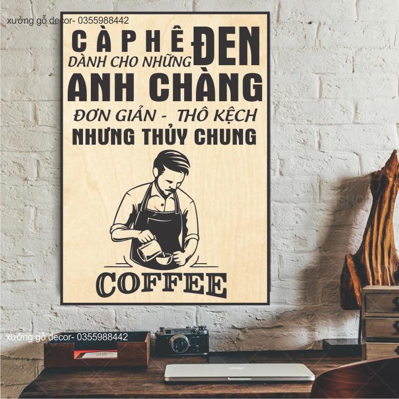 Tranh treo tường quán Cafe, quán trà sữa trang trí tiệm shop, decor không gian bằng gỗ