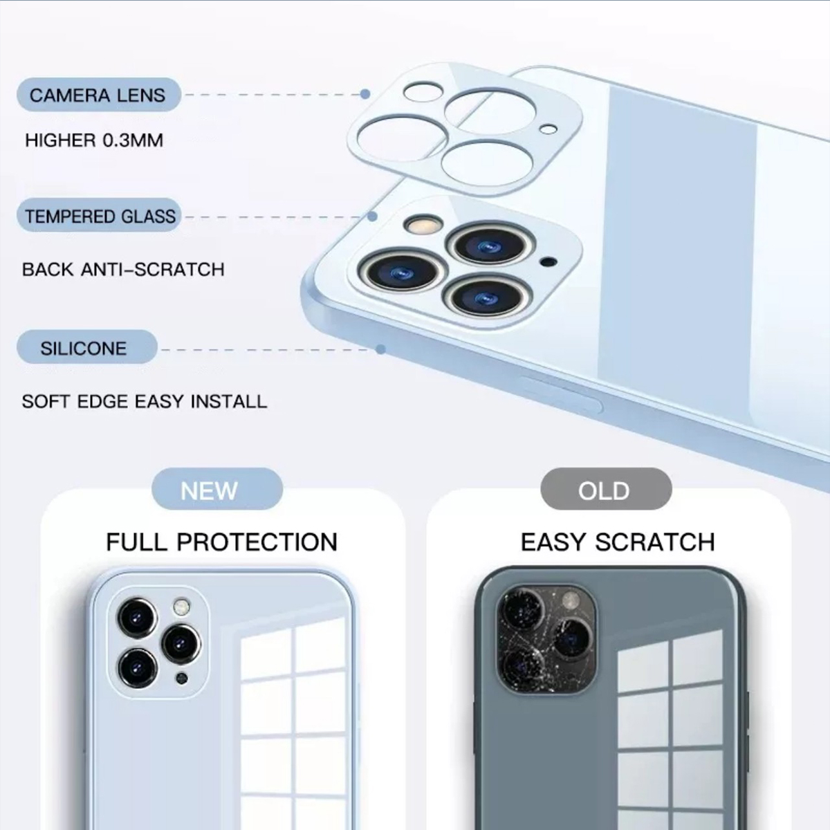 Ốp lưng kính màu viền dẻo dành cho Iphone 12/ 12 Pro/ 12 Pro Max