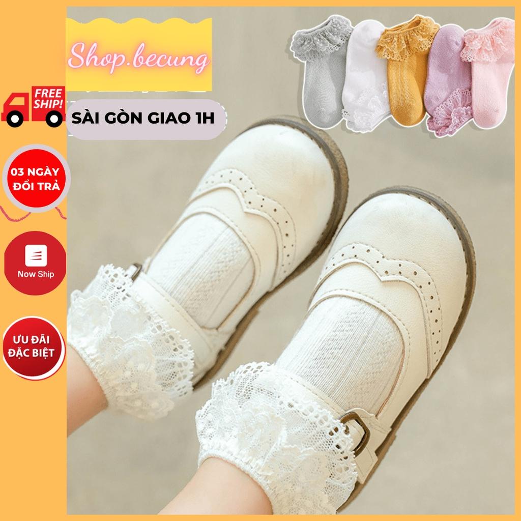 Tất cho bé gái thêu ren Cotton chống trơn trượt hàng loại 1 xuất Nhật Tất trẻ em Vớ cho bé gái Vớ trẻ em từ 0- 12 tuổi