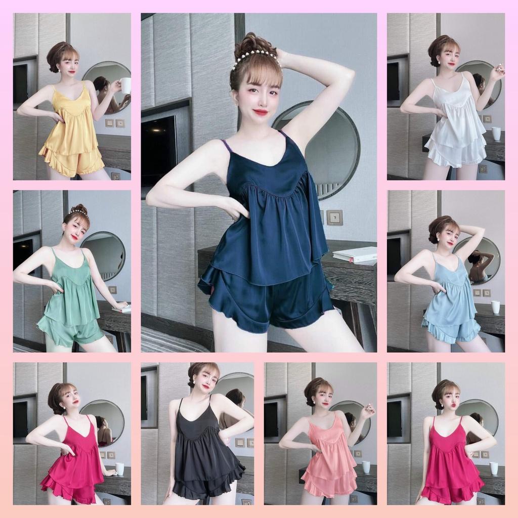 Đồ ngủ hai dây dễ thương, đồ bộ đùi nữ ảnh thật kèm video