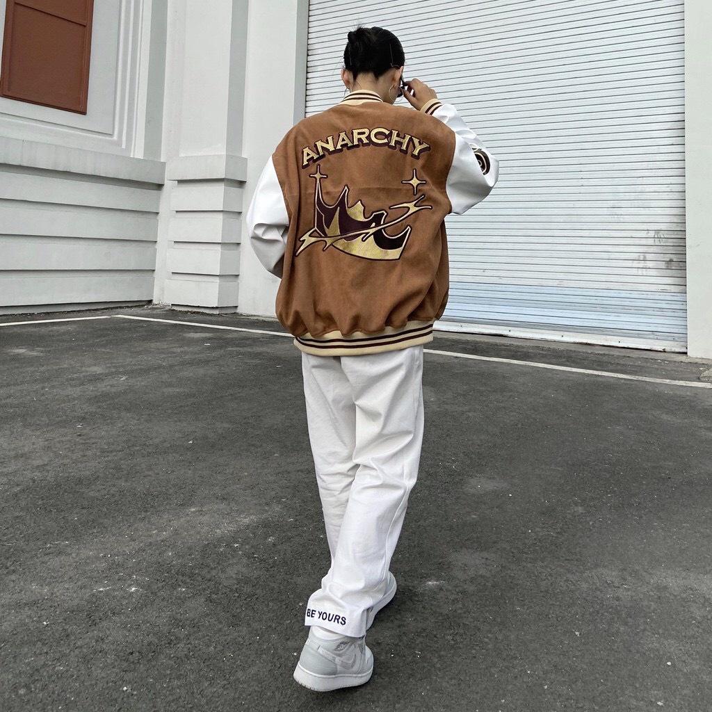 Áo Khoác Nam VARSITY BOMBER Unisex - Áo Khoác Bóng Chày Nỉ Nhung - Chữ L Phong Cách