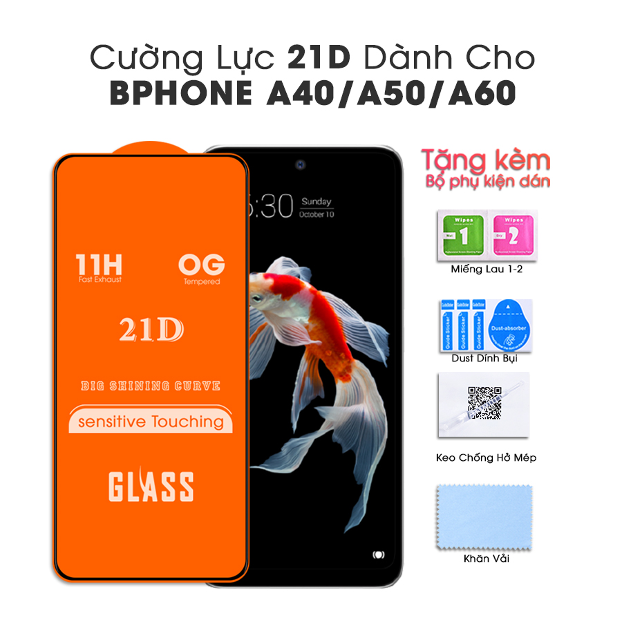 Kính Cường Lực 21D cho Bphone A40/A50/A60 Full Keo Màn Hình SIÊU BỀN, SIÊU CỨNG, ÔM SÁT MÁY- HANDTOWN- HÀNG CHÍNH HÃNG