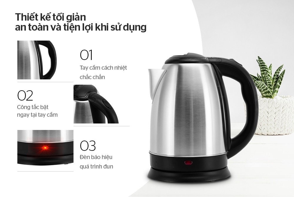 Ấm Siêu Tốc Inox 1.8L SHD1182 - Hàng Chính Hãng