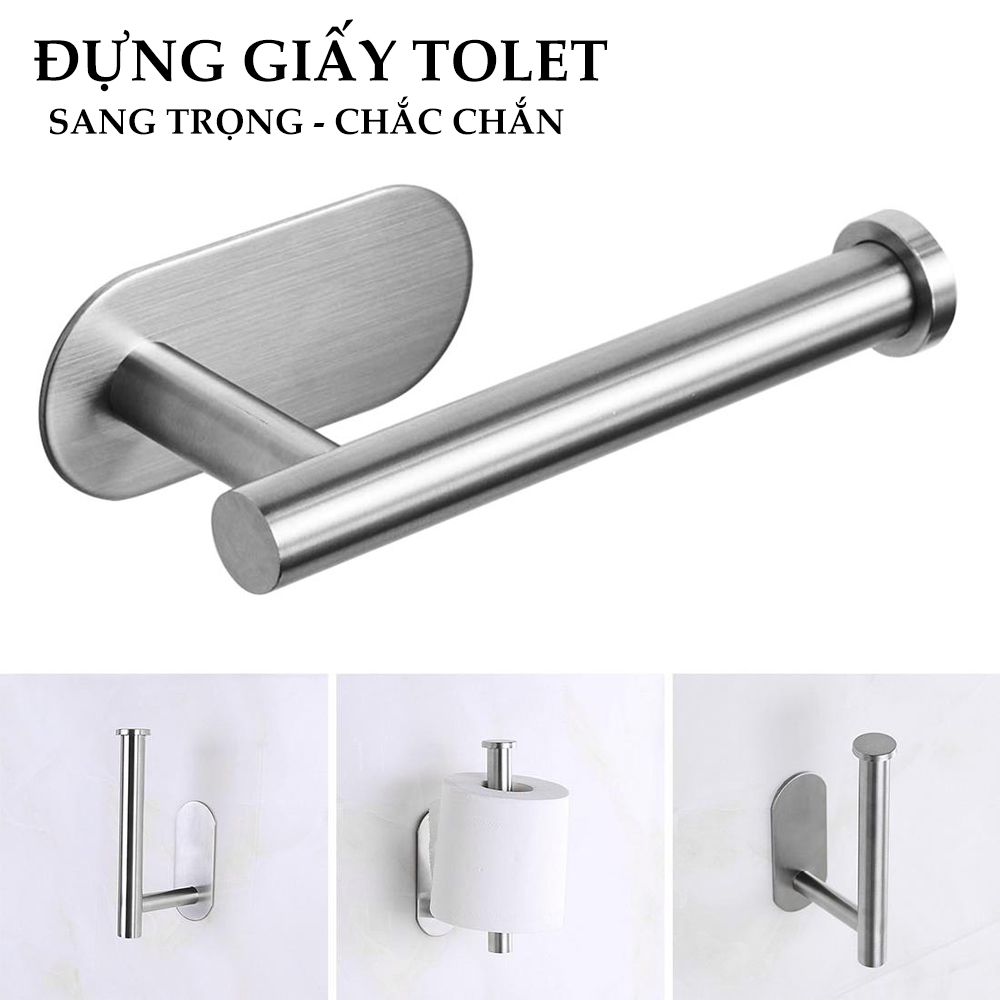 Móc treo cuộn giấy vệ sinh dán tường không cần khoan, Inox Sus 304, phụ kiện nhà tắm MIHOCO 814