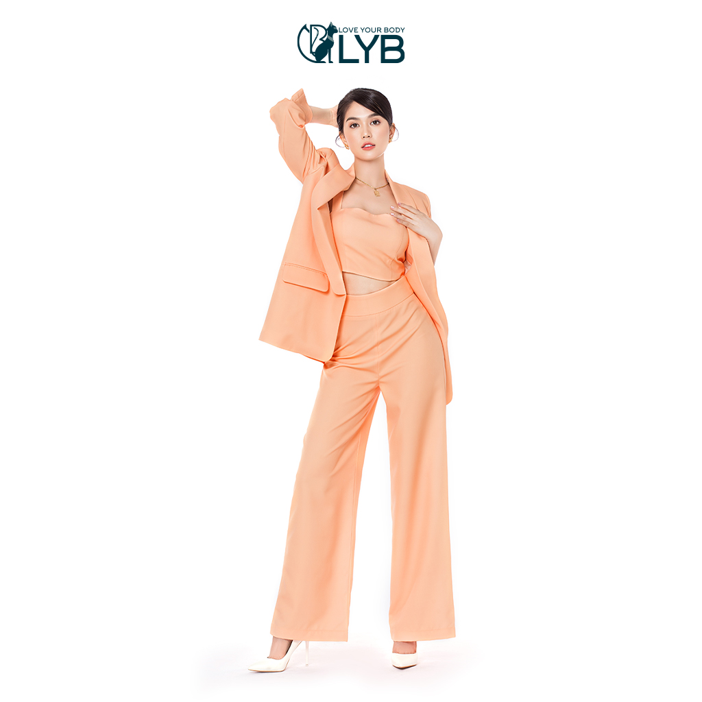 Bộ vesr form suông 3 món trẻ trung thanh lịch màu cam LYB - FW22-O00004