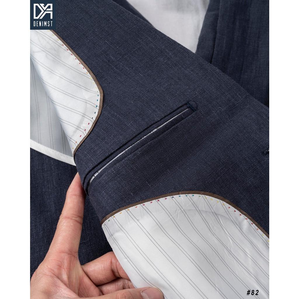 Bộ Quần Áo Blazer Nam Cao Cấp DENIMST A82 Chất Đũi, Mềm Mại, Thoáng Mát, Dáng Suông