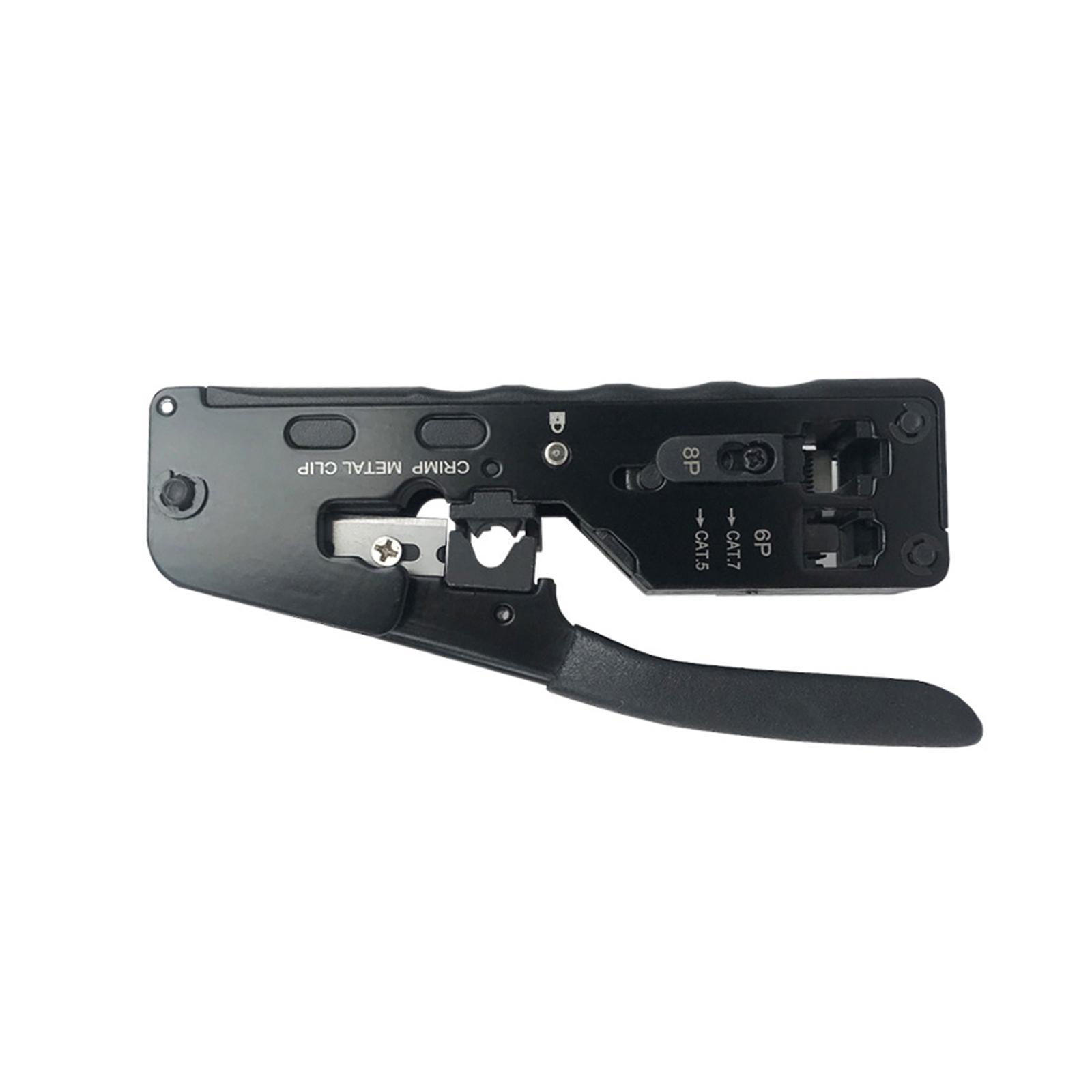 Pass through RJ45 Crimper Cutter Cutting Network Cable Crimping Tool Compact Size Spring Loaded Handle Comfortable Grip