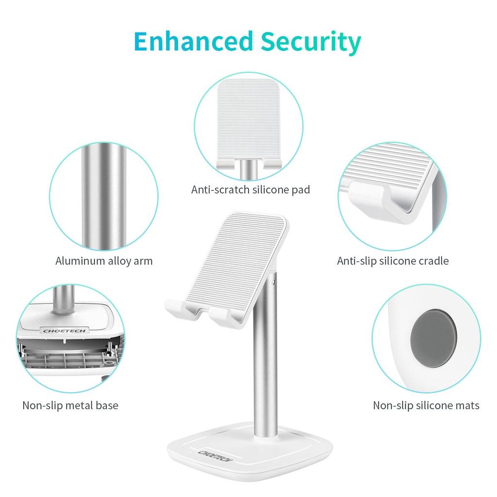 Giá đỡ điện thoại và máy tính bảng để bàn có thể điều chỉnh độ cao Choetech H035