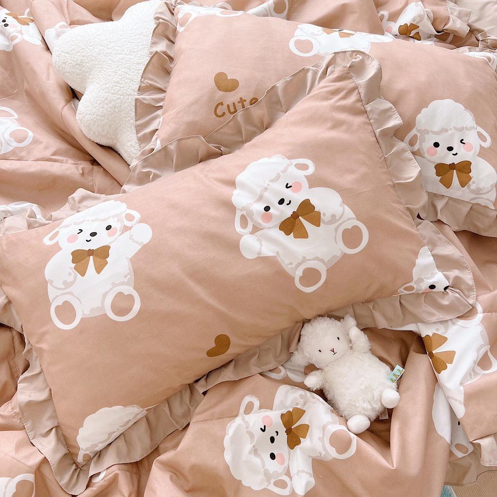 Bộ Chăn Ga Gối Cotton Đũi Bèo 4 món