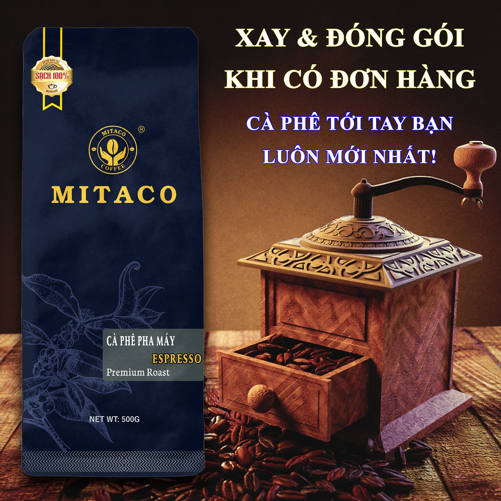 Cà Phê Pha Máy (ESPRESSO) MITACO COFFEE (Gói 500g)