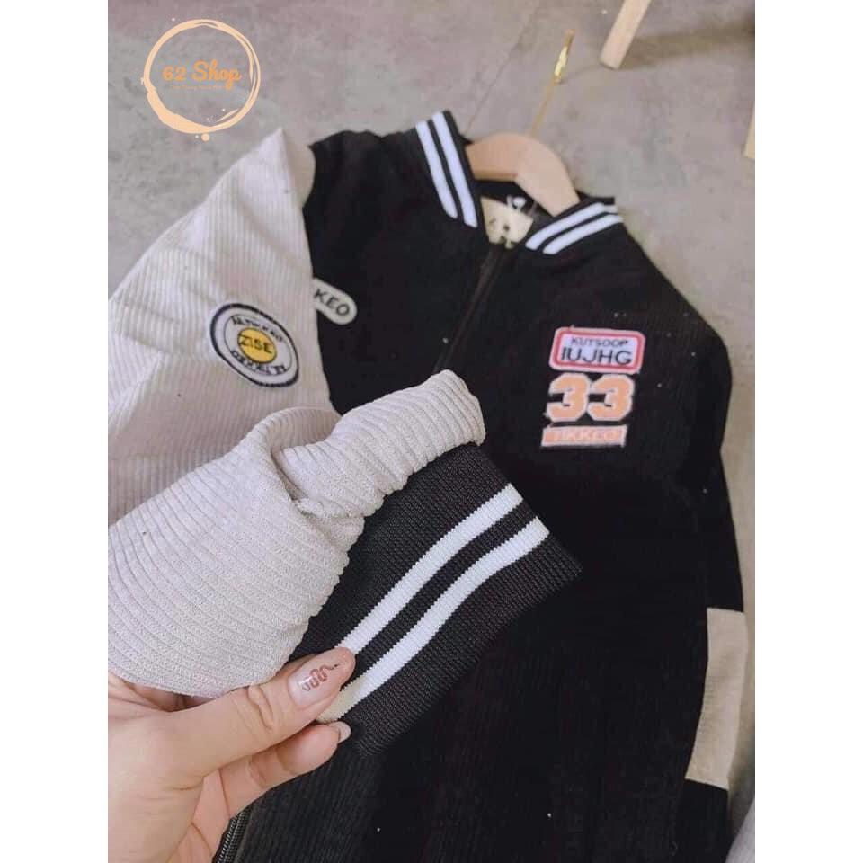 Áo Varsity Jacket Nhung Thêu 33 - Chất NHUNG TĂM dày dặn - Form to cả nam và nữ mặc đều đẹp - Túi 2 bên như mẫu