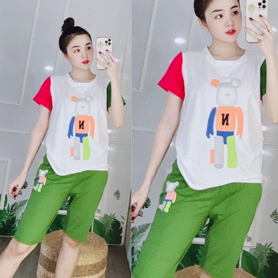 Đồ bộ nữ đồ bộ mặc nhà thể thao bigsize đẹp dễ thương Bộ đồ ngủ nữ gấu quần lửng mặc nhà thun cotton cao cấp ESHOP DB16