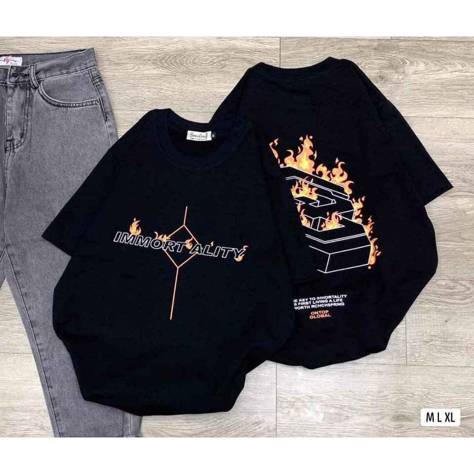 Áo thun đen tay lỡ unisex form rộng cá tính trẻ trung cho giới trẻ.