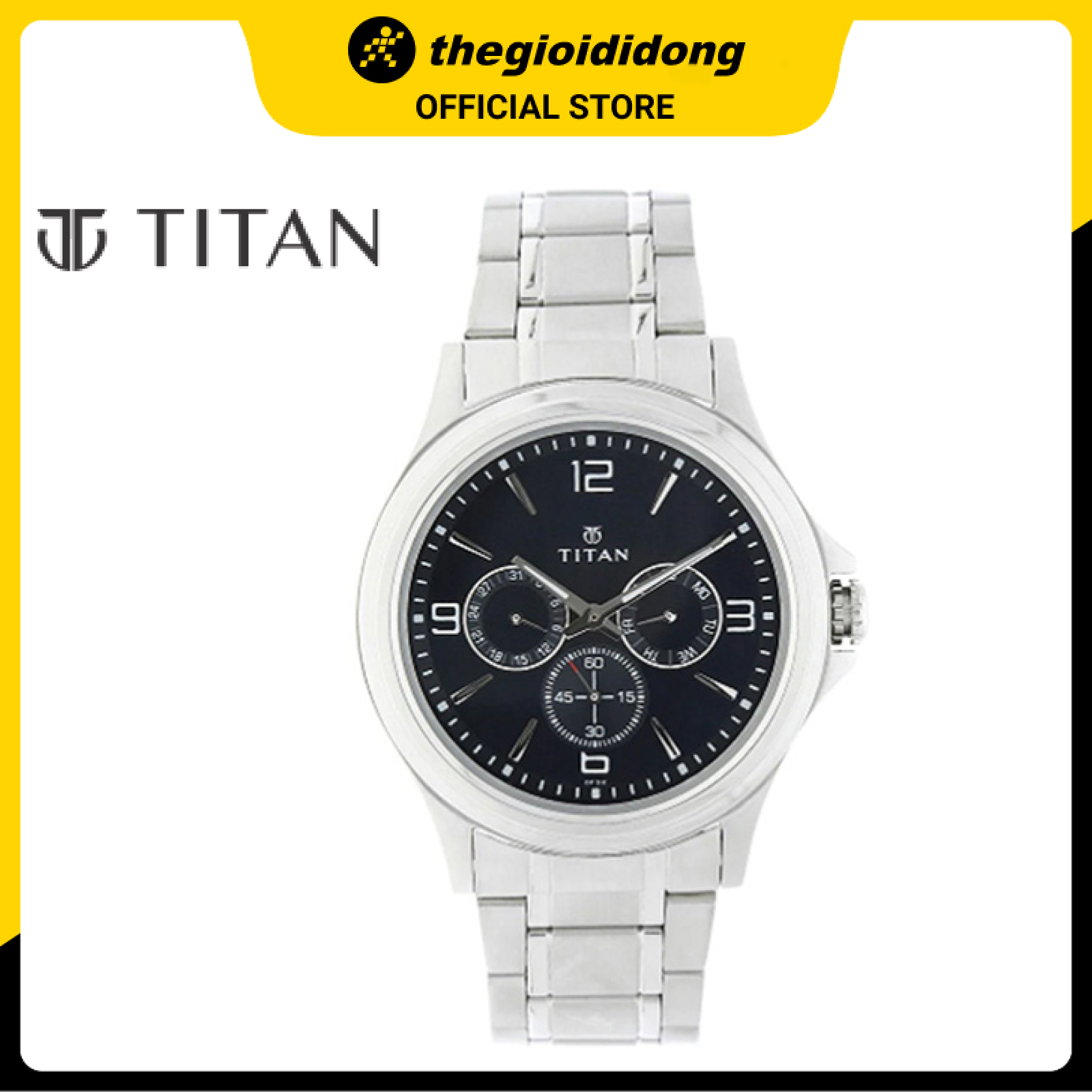 Đồng Hồ Nam Dây Kim Loại Titan 1698SM02 - Đen