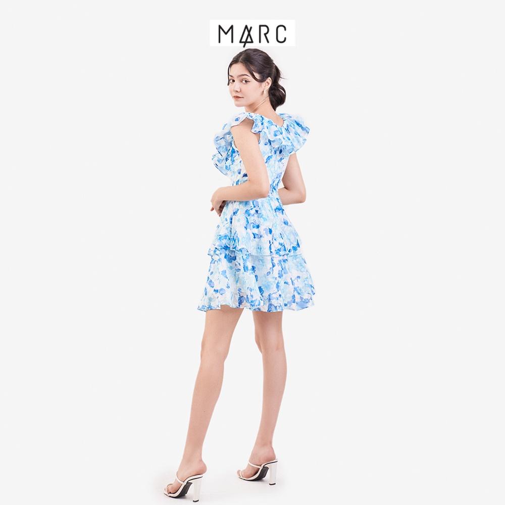 Đầm mini nữ MARC FASHION 2 tầng bèo cổ cutout eo TRNH063222