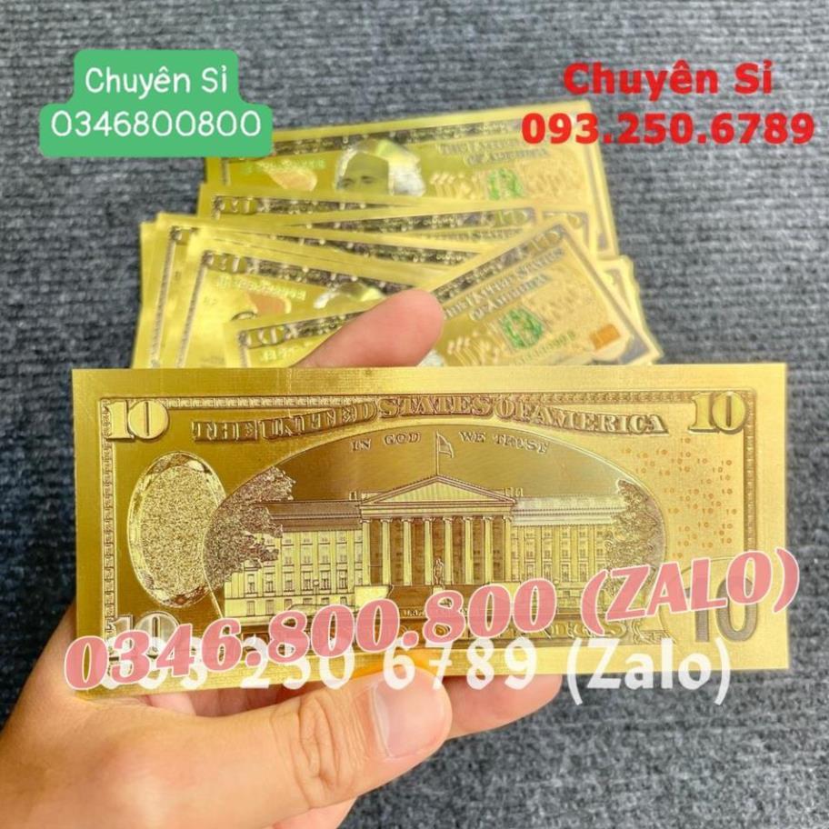 Tờ Tiền Kỉ Niệm 10 Đô Plastic Mạ Vàng Lì Xì Tết May Mắn
