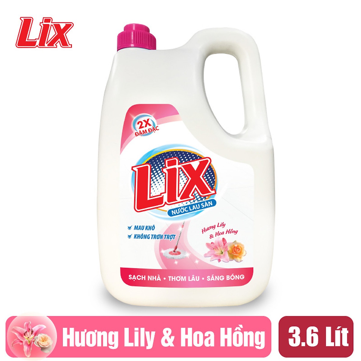 Nước lau sàn Lix hương LiLy và hoa hồng dung tích 3.6L - LL360
