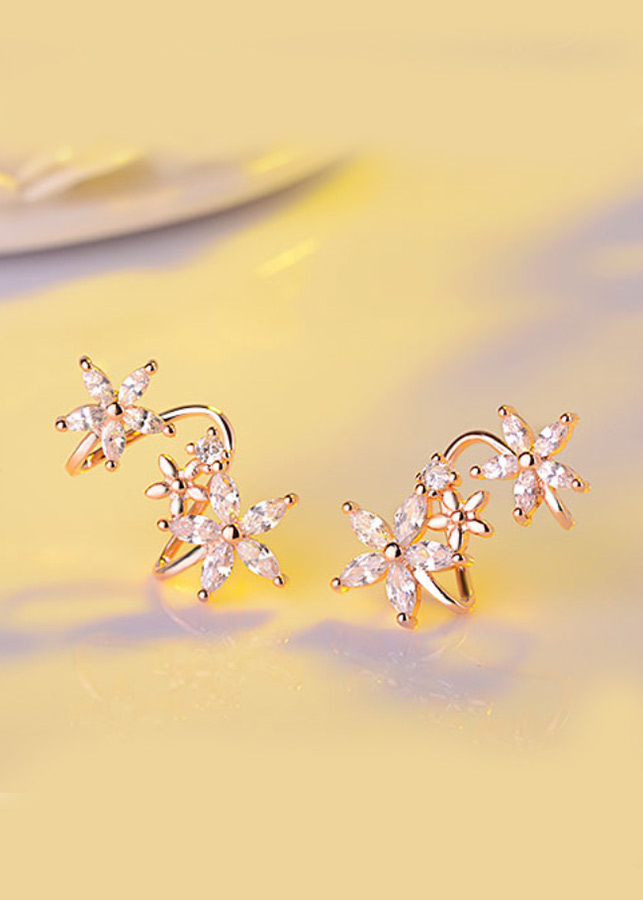 Bông tai hoa đôi nạm đá zircon BHBT278