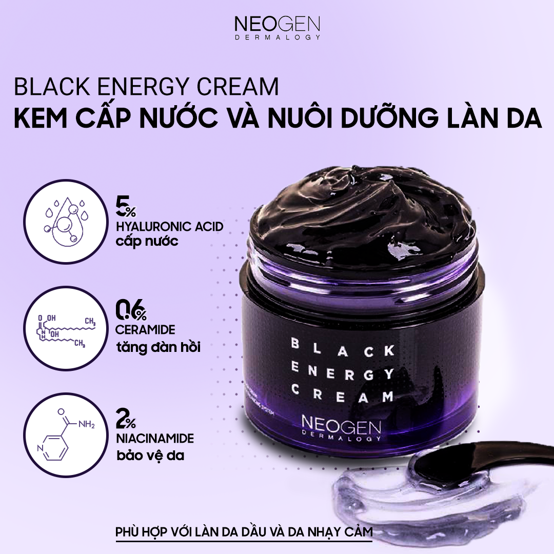 Kem Cấp Nước Nuôi Dưỡng Làn Da Neogen Dermalogy Black Energy Cream 80ml