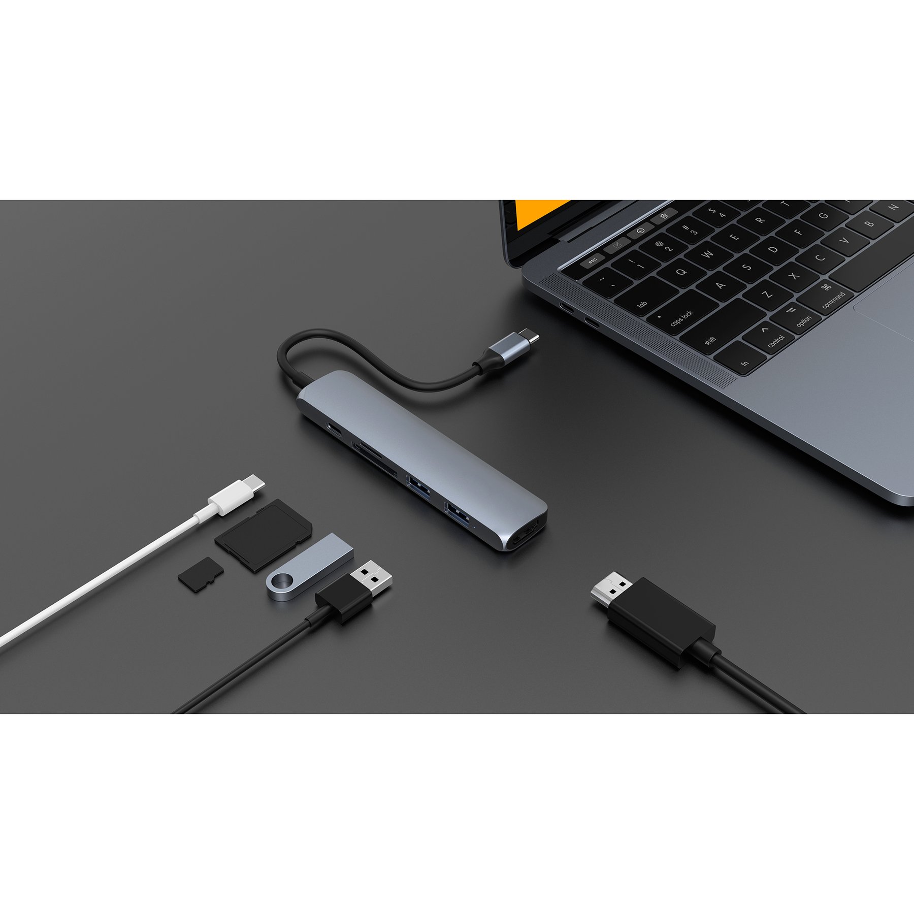 Cổng Chuyển Đổi HYPERDRIVE Bar 6 In 1 Usb-C Hub For MacBook, Surface, Pc And Devices – HD22E - Hàng Chính Hãng