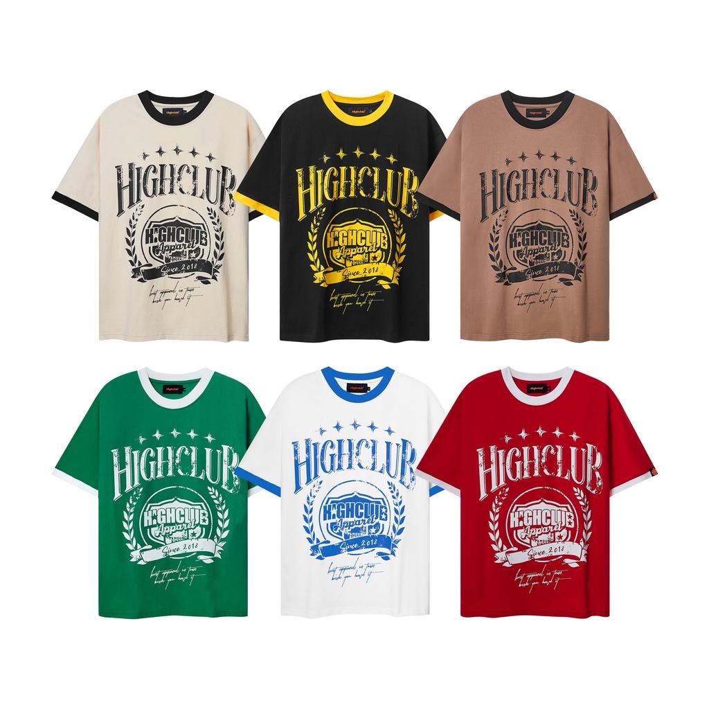 Áo Thun BADGE Tay Lỡ Unisex Nam/Nữ Kem/Đen/Nâu/Xanh Lá/Trắng/Đỏ Cổ Tròn - HIGHCLUB