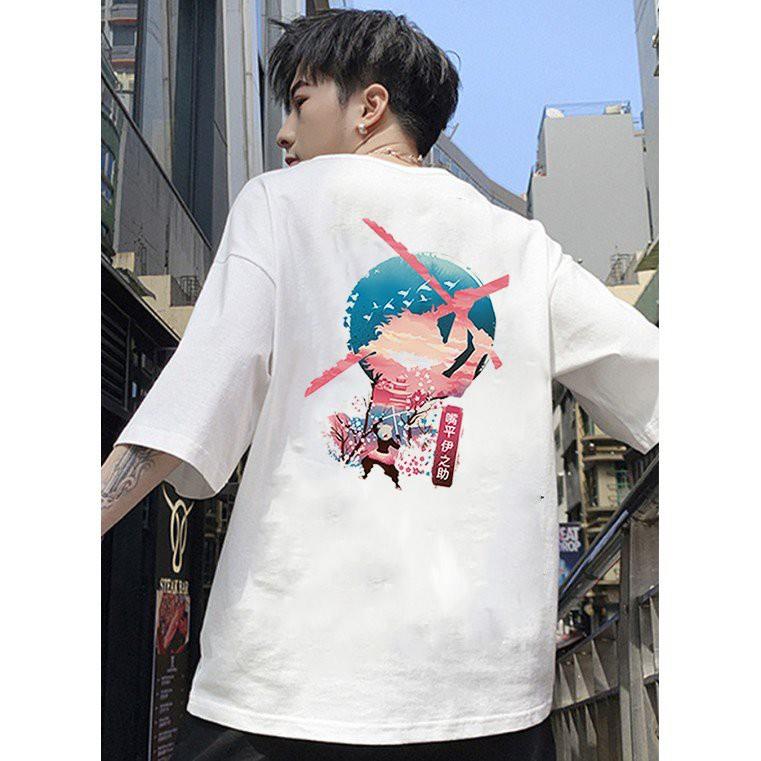 Áo thun unisex form rộng họa tiết phong cách Nhật Bản vải dày mịn 2020T2434