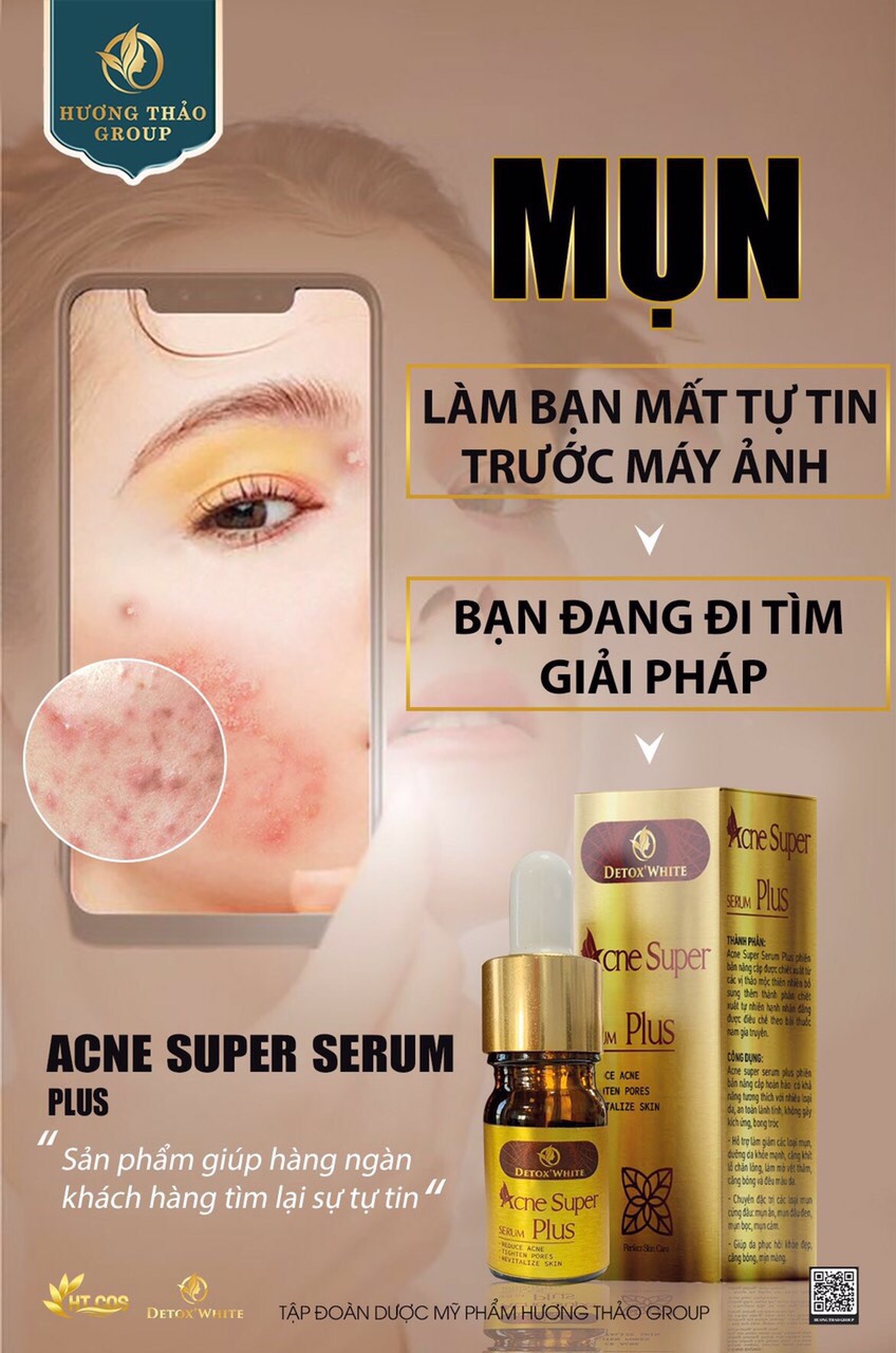 Serum Ngừa Mụn Hiệu Qủa Đông Y Detox White Acne Super Plus, Giúp Sạch Mụn, Mờ Thâm.