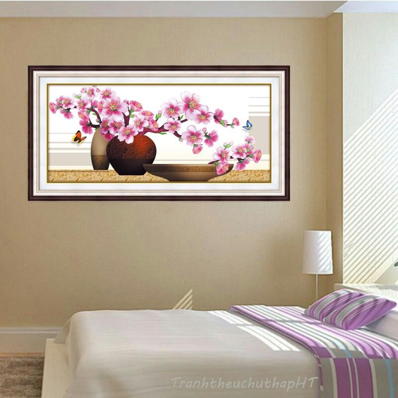 Tranh đính đá Hoa đào khoe sắc DF2495 – Tự đính