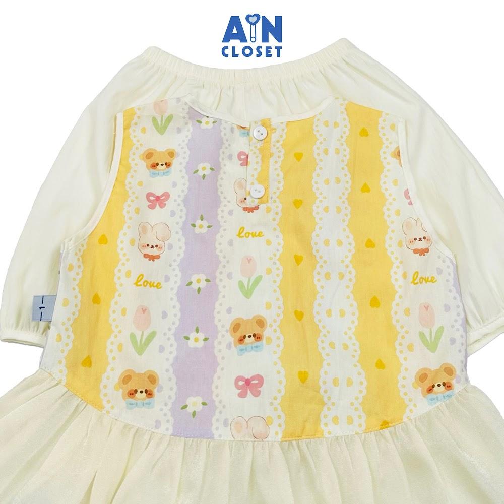 Bộ quần áo Ngắn bé gái họa tiết Thỏ Gấu Kem Cotton - AICDBGE238FW - AIN Closet