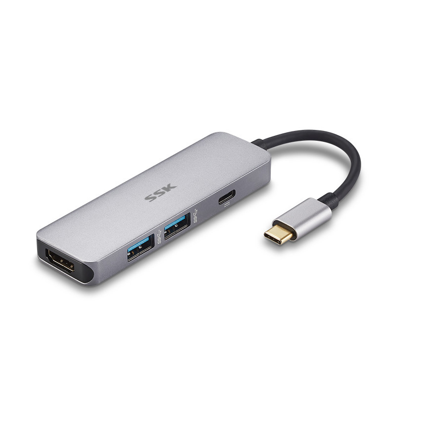 Bộ chuyển USB Type C sang HDMI + 2 USB 3.0 SSK SHU-C530 - Hàng chính hãng