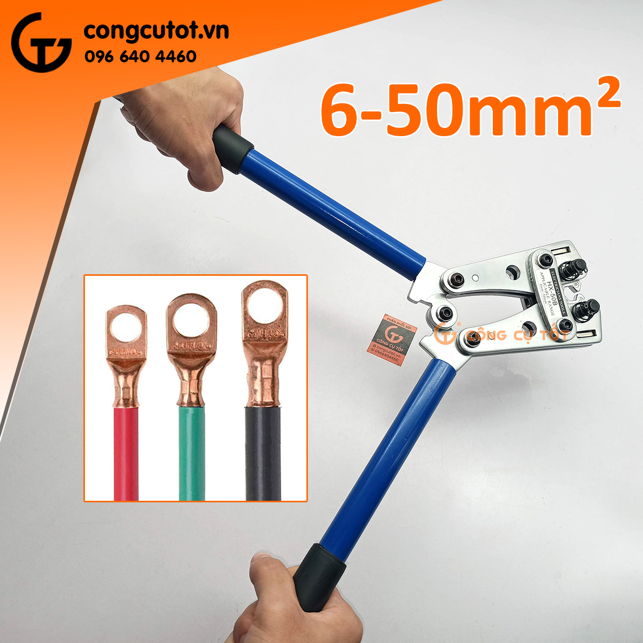 Kìm bấm cos lục giác gọng xoay cỡ lớn HX-50B dài 390mm 6 - 50mm²