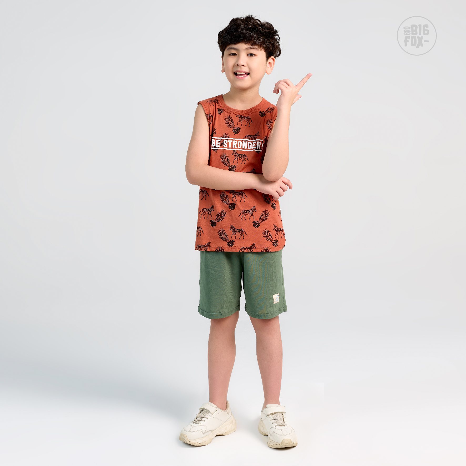 Bộ Ba Lỗ Bé Trai Bigfox, Bộ Quần Áo Trẻ Em Mùa Hè Chất Cotton Mát In Hình Ngựa Vằn Stronger