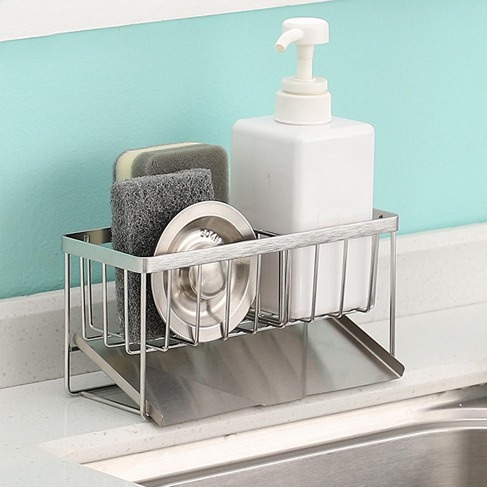 Sponge Holder Kitchen Sink Caddy Organizer,Kitchen Soap Dispenser Caddy Organizer with  Tray, Sink Rack for Holding Sponge and Towel