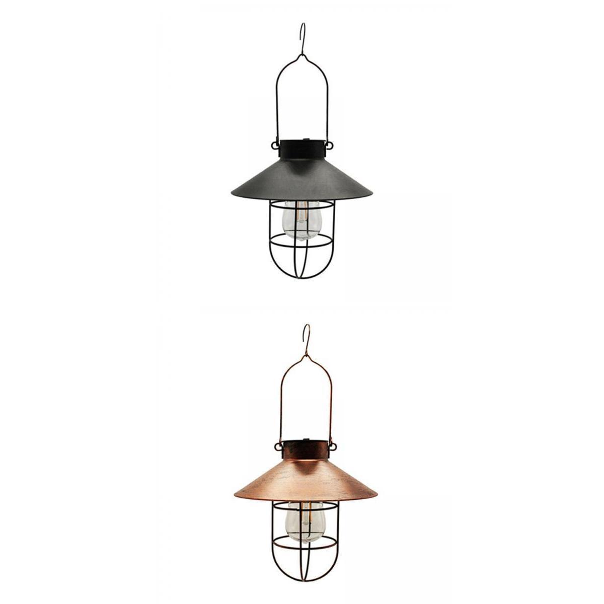 2Pcs Solar Lantern Hanging Lamp w/ Hanging Rod Lights for Terrace Lawn
