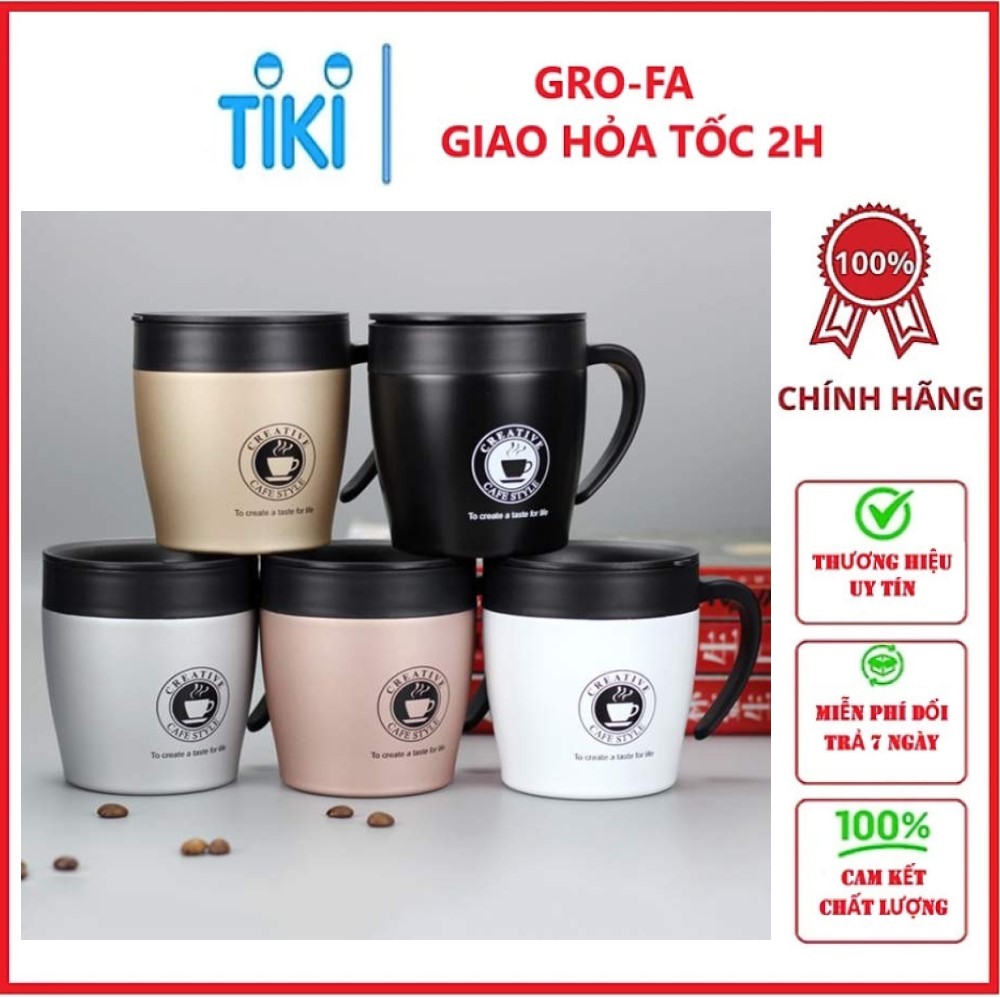 Cốc pha cafe inox 304 Creative 330ml tặng kèm muỗng- Hàng chính hãng