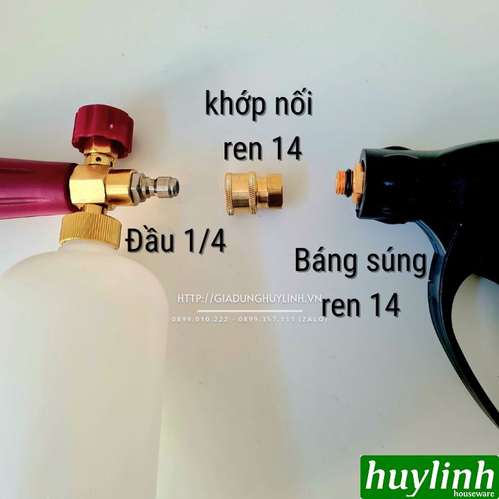 Bình phun bọt tuyết 1 lít cao cấp - đầu 1/4 - khớp ren 14