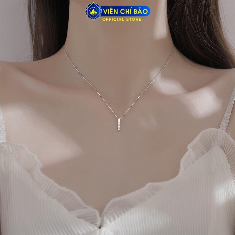 Dây chuyền bạc nữ Thanh dài Classic đính đá, vòng cổ nữ bạc 925 thời trang phụ kiện trang sức nữ Viễn Chí Bảo D400374x