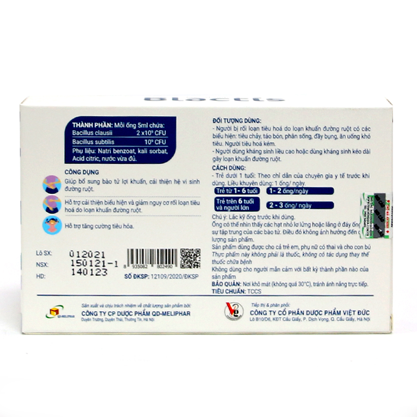 Thực phẩm bảo vệ sức khỏe hỗ trợ giảm rối loạn tiêu hóa - Men vi sinh Blactis, Hộp 20 ống