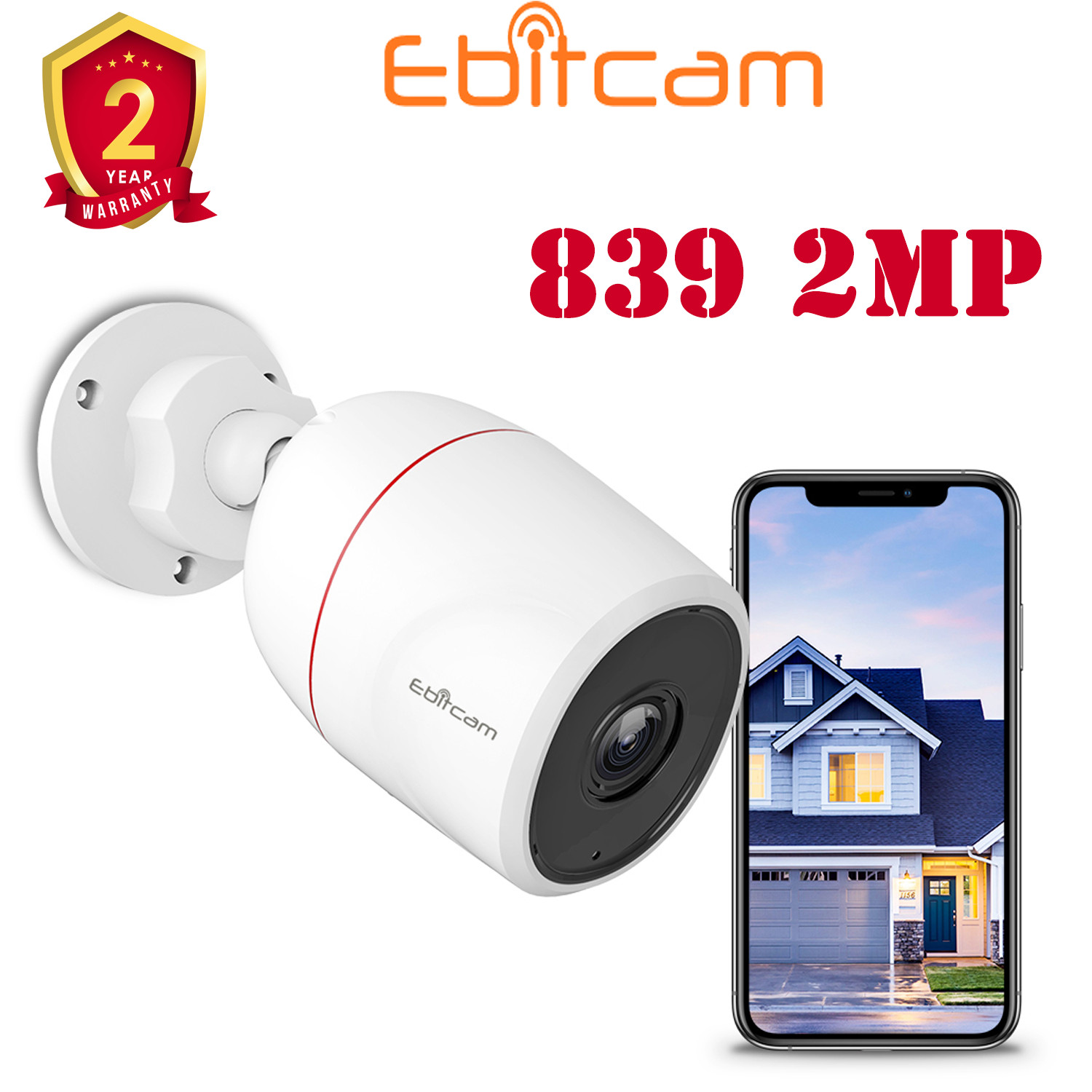 Camera Ip Wifi Ngoài Trời Ebitcam 839 - Độ Phân Giải 2MP - Mẫu Mới Nhất 2021- Hàng Chính Hãng